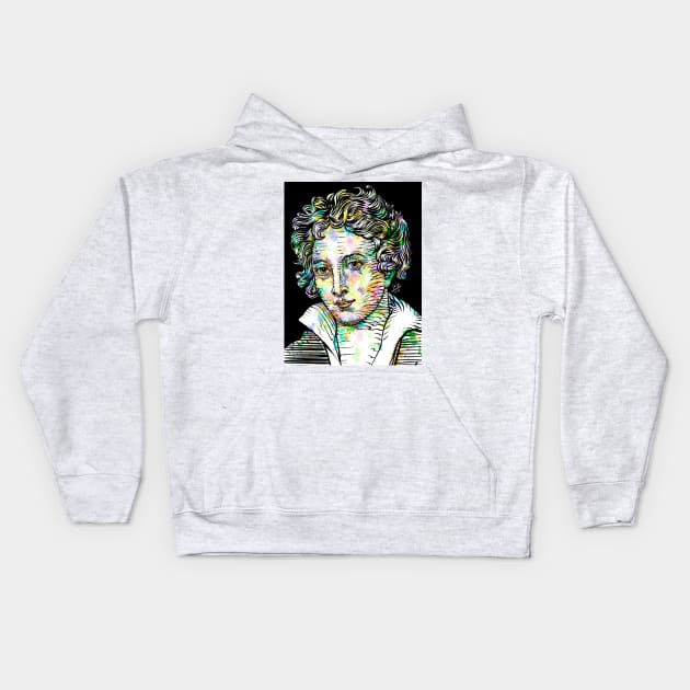 PERCY BYSSHE SHELLEY watercolor and ink portrait Kids Hoodie by lautir